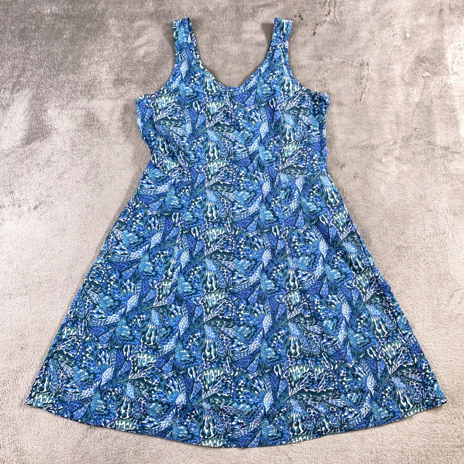 Toad&Co Dress Womens S Blue Sunkissed Petal Sleeveless Pockets Cut Hem Summer