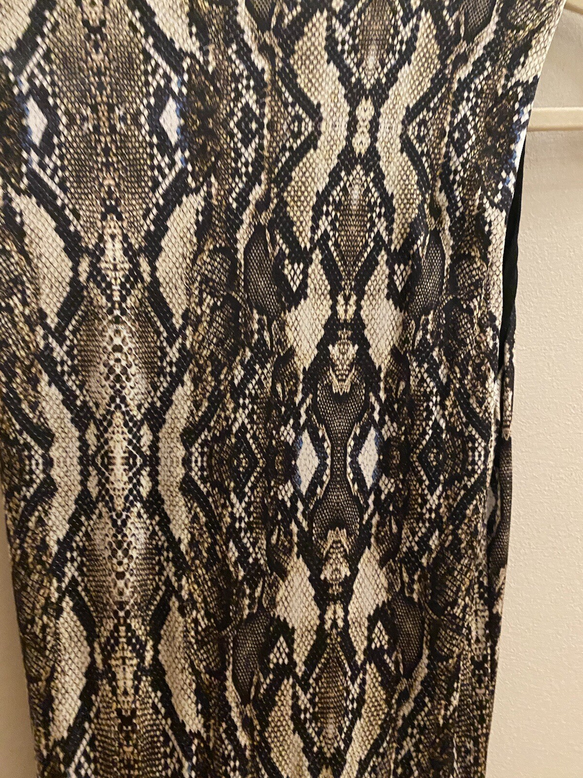 Dress V-neck Ruched Snake Print Midi Cocktail Dress New XXS