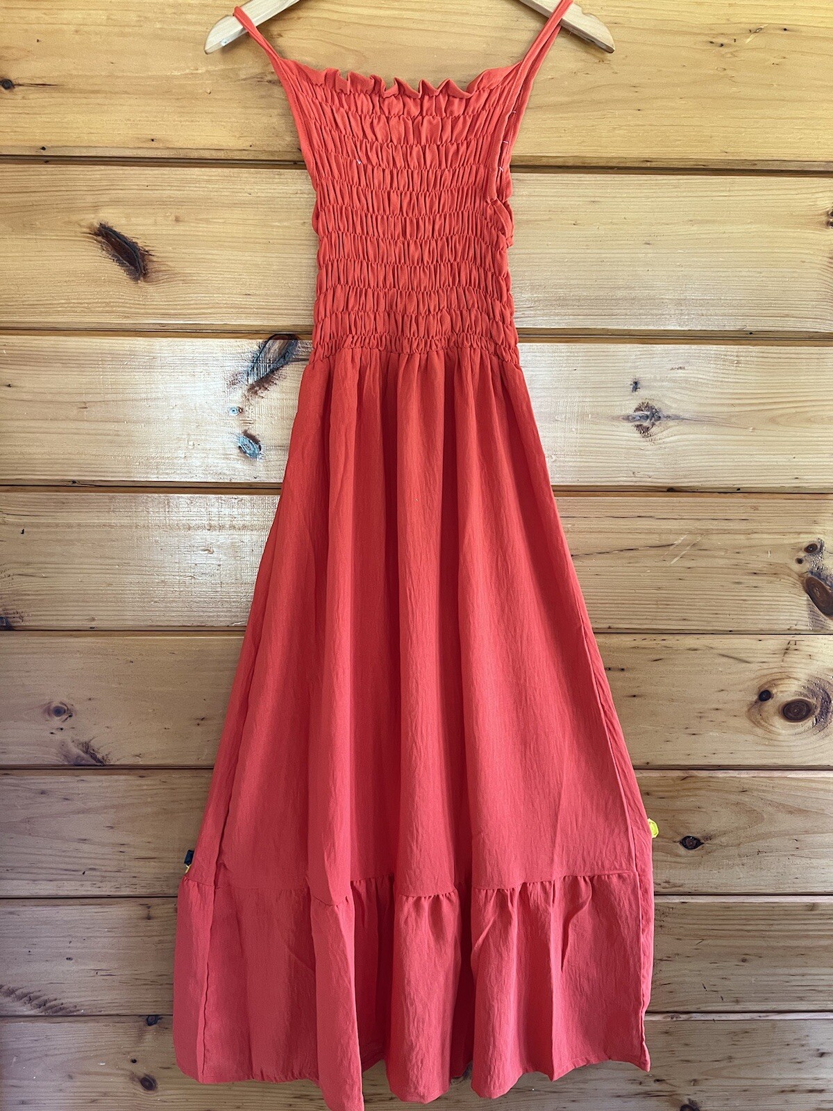 Womens Spaghetti Strap Smocked Tiered Long Beach Sun Dress Free Size S – L
