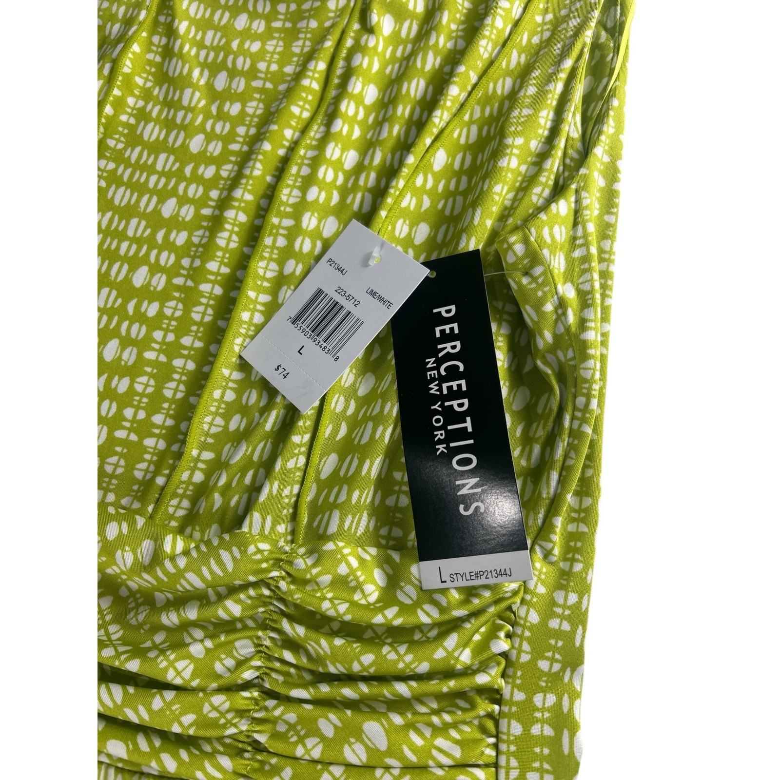 Perceptions New York Lime Geometric Sleeveless Maxi Dress Large P21344J NWT