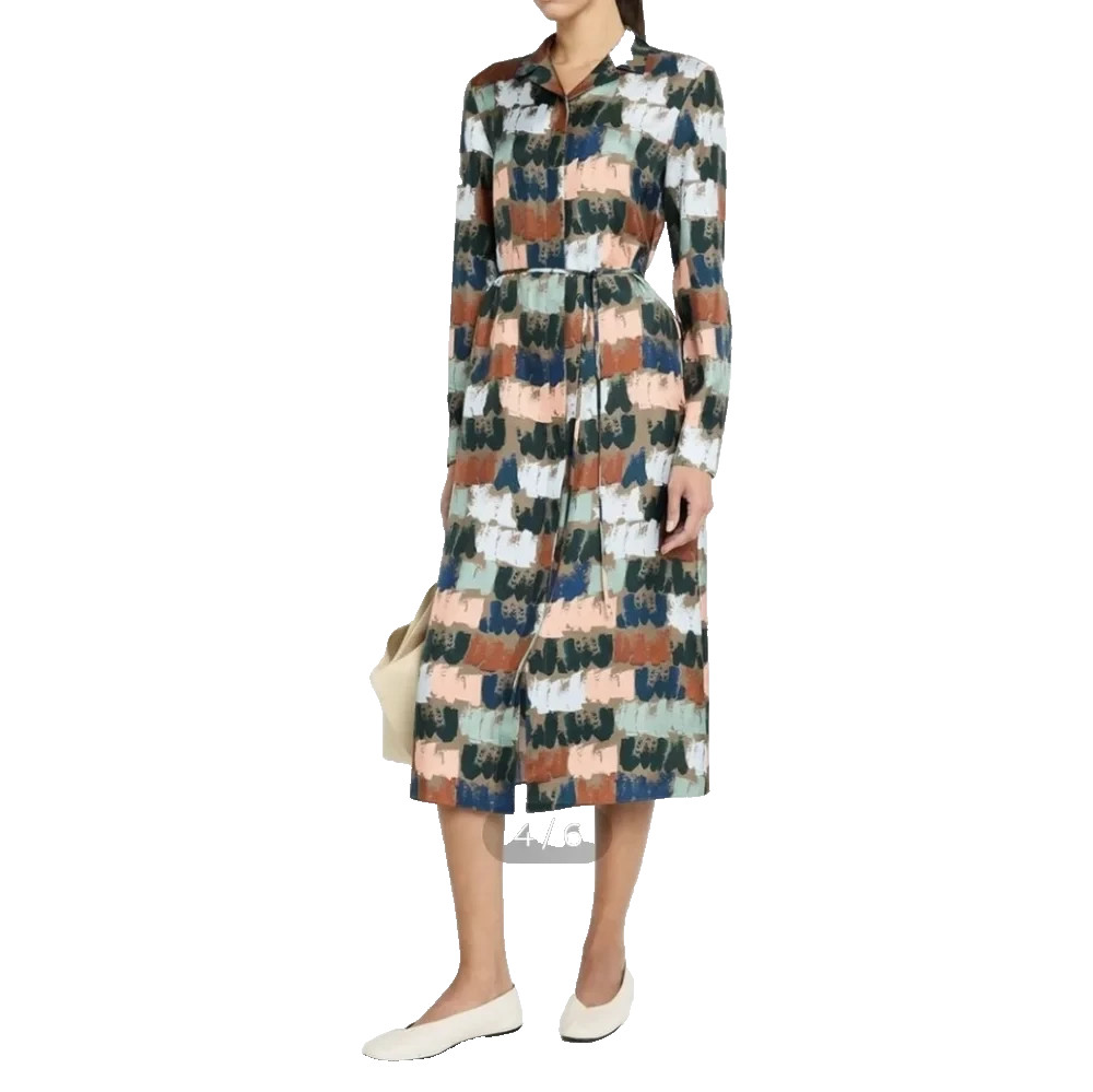 NEW, Lafayette 148 New York Silk Shirt Dress in Multicolor Sz 6 #DD26