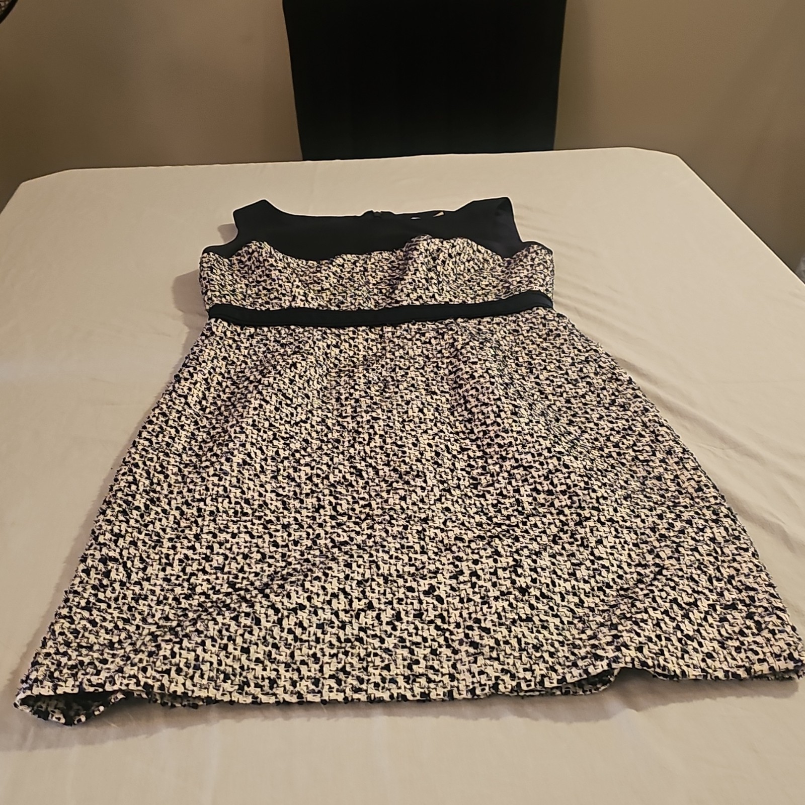 Calvin Klein Black White Houndstooth Fit & Flare Knee Dress Sleeveless 6