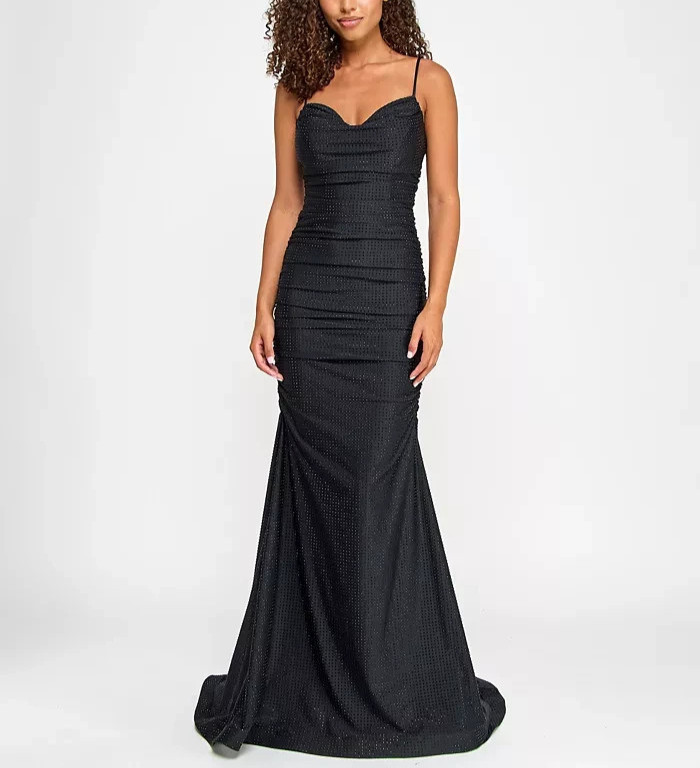 Say Yes Juniors’ Studded Cowlneck Floor-Sweeping Gown $199 Size 3/4 # 14B 2476 B