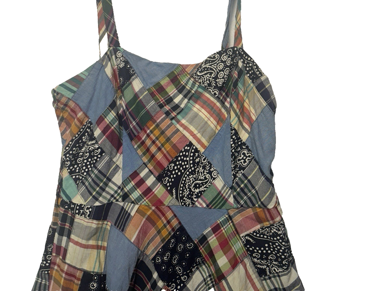 Vintage American Living Madres Patchwork Sundress 100% Cotton Size 10