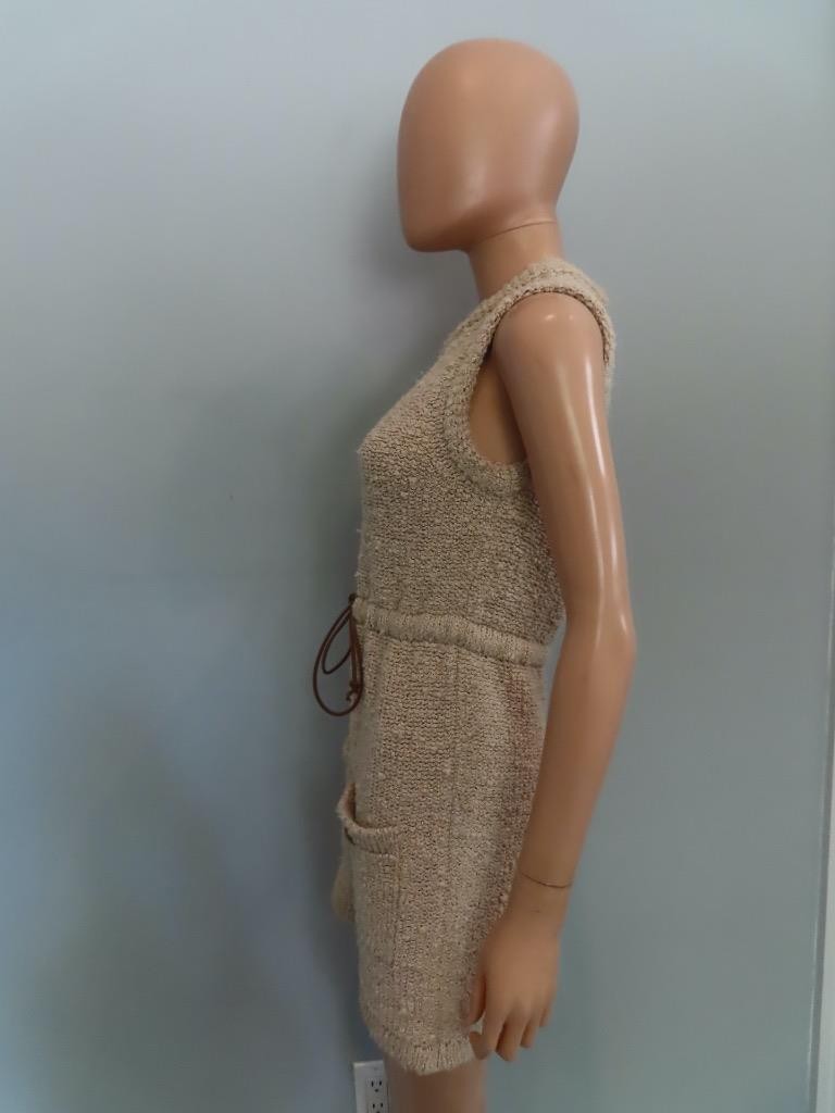 PRADA Beige Silk Boucle Construction Mini Dress Size 36/US 0