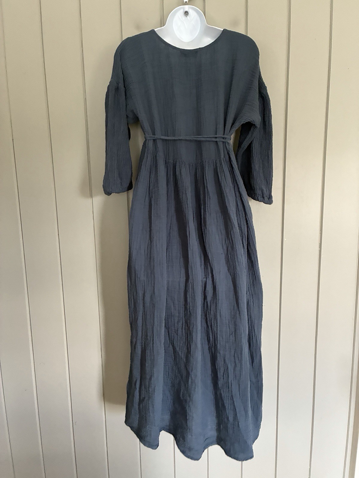 Michael Stars Dress M Cornflower Blue Isabella Empire Waist Midi Gauze Ties