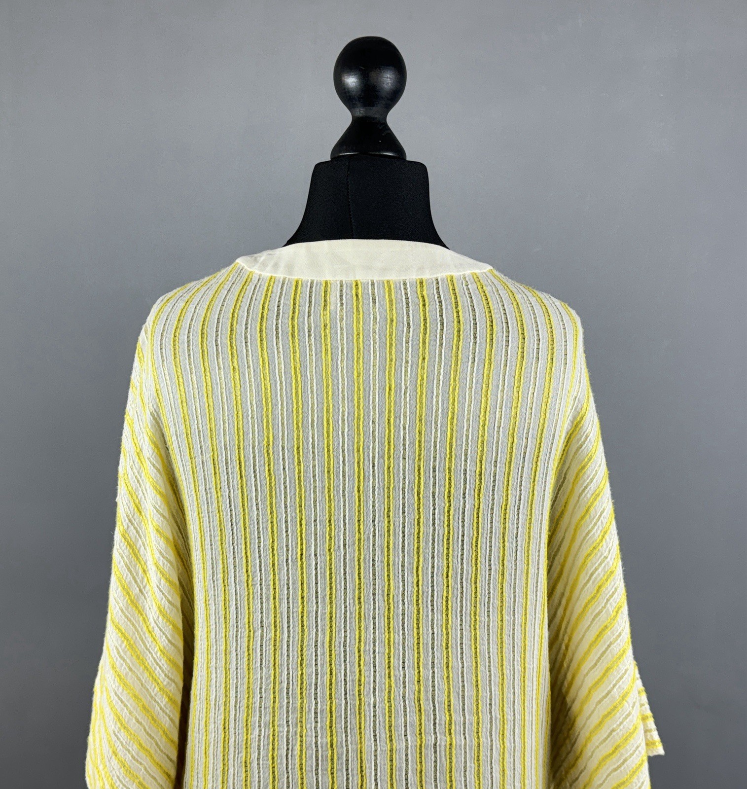 ZEUS DIONE Yellow Striped Oversize Kaftan Style Kimono Dress Size 44