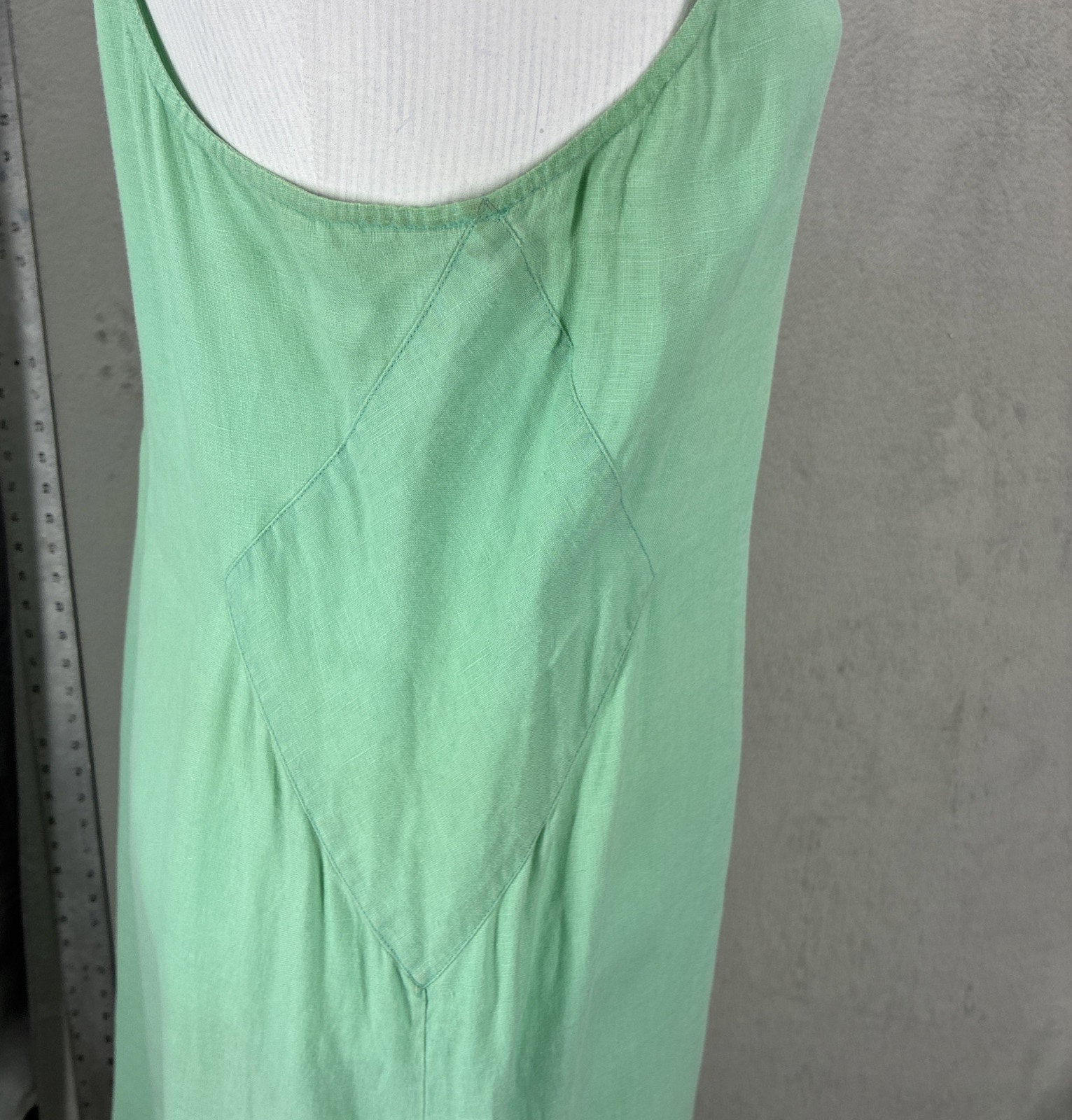 Calypso St Barth Dress 100% Linen Mint Green Pom-Pom Fringe Trim Minimalistic
