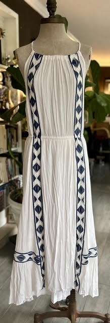 NWT Ella Moss Women’s Embroidered Usiki Dress In White Size Large