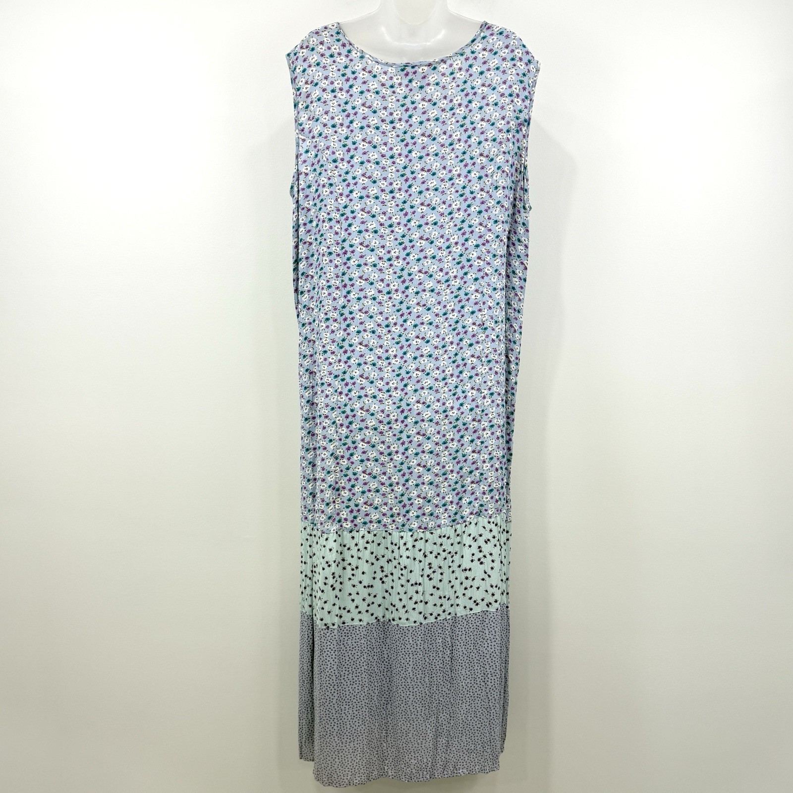 VTG JG Hook Maxi Dress Womens 2X Mixed Media Cottagecore Prairie Country Tiered