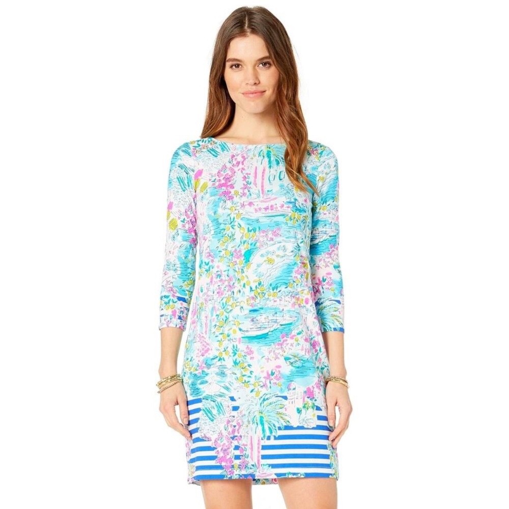 Lilly Pulitzer Sophie Pearson Shift Dress UPF 50 Postcards From Positano–XS NWOT