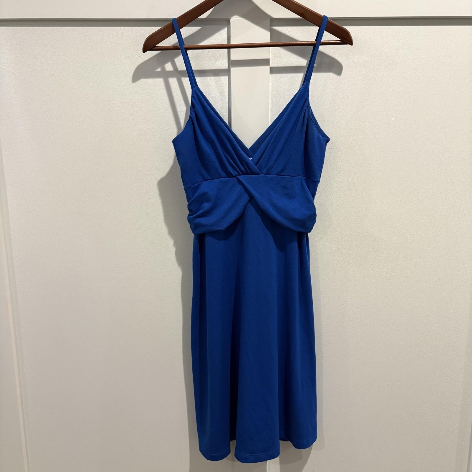 Y2K Cobalt Blue Twist Front Jersey Mini Dress Salsa Dance Resort Small