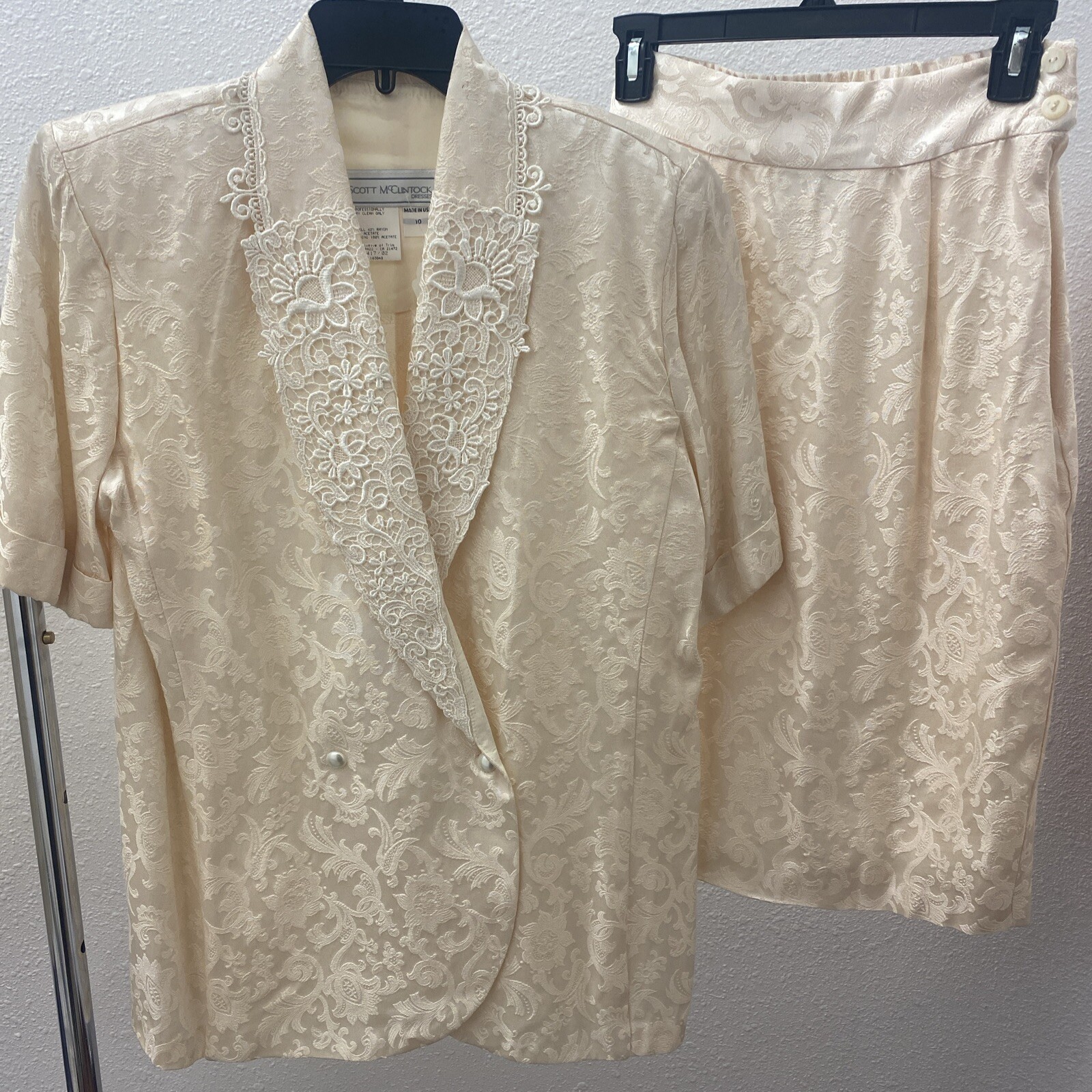Vintage DEADSTOCK McClintock Dress Bridgerton Style 2 Piece Double Breast Pearl
