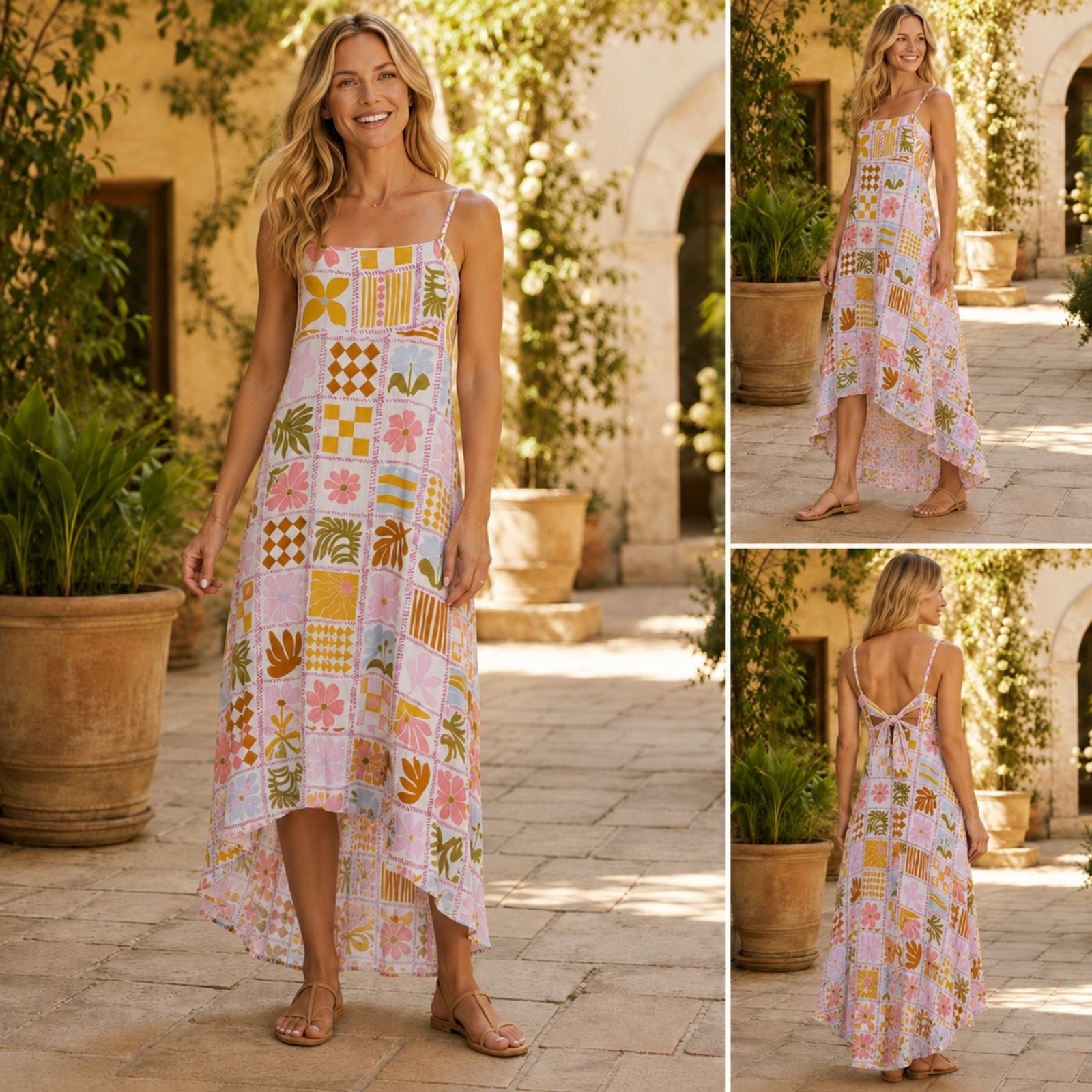 Paper Heart Patchwork Floral High Low Sundress Size Small Maxi Dress Australia