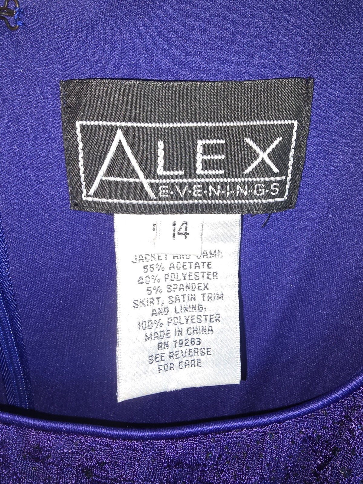 Alex Evenings Tea-Length Sparkle Jacket Chiffon Dress Size 14