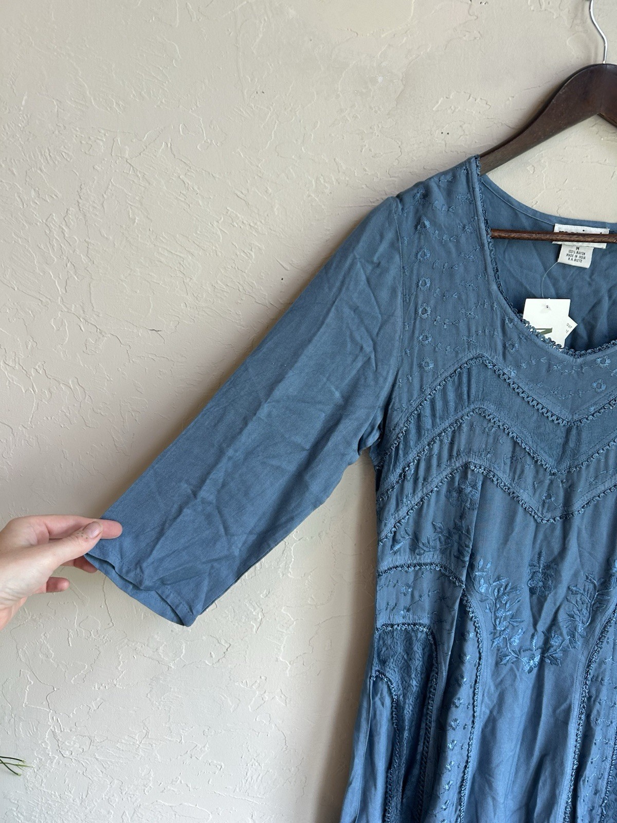 Marisol Embroidered Midi Dress M NWT Lace Up Boho Whimsigoth Fairy Cottagecore