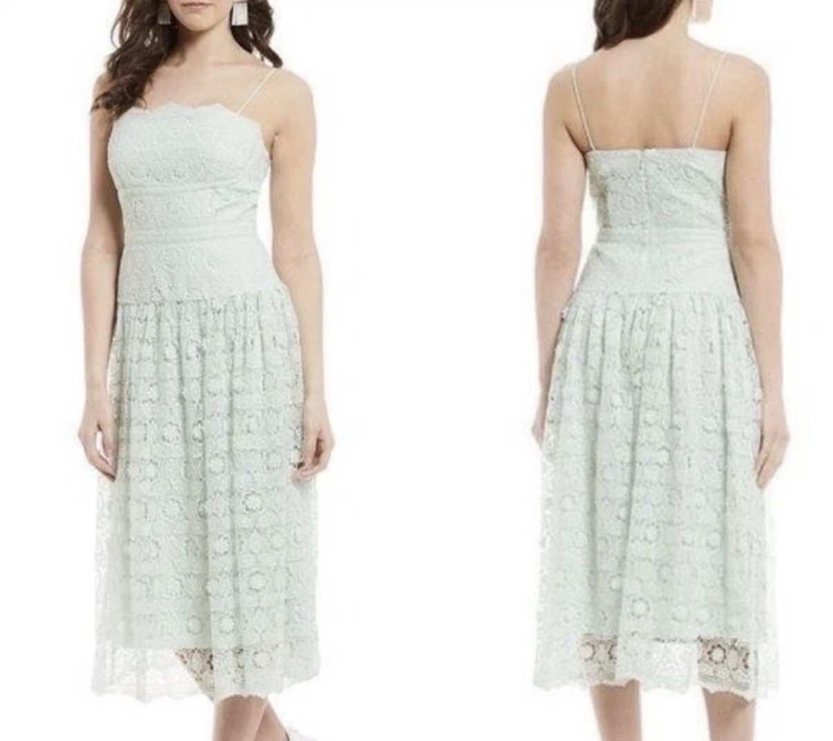 NWT Gianni Bini Jillian Mint Green Lace Overlay Dress Size 6 Spaghetti Strap