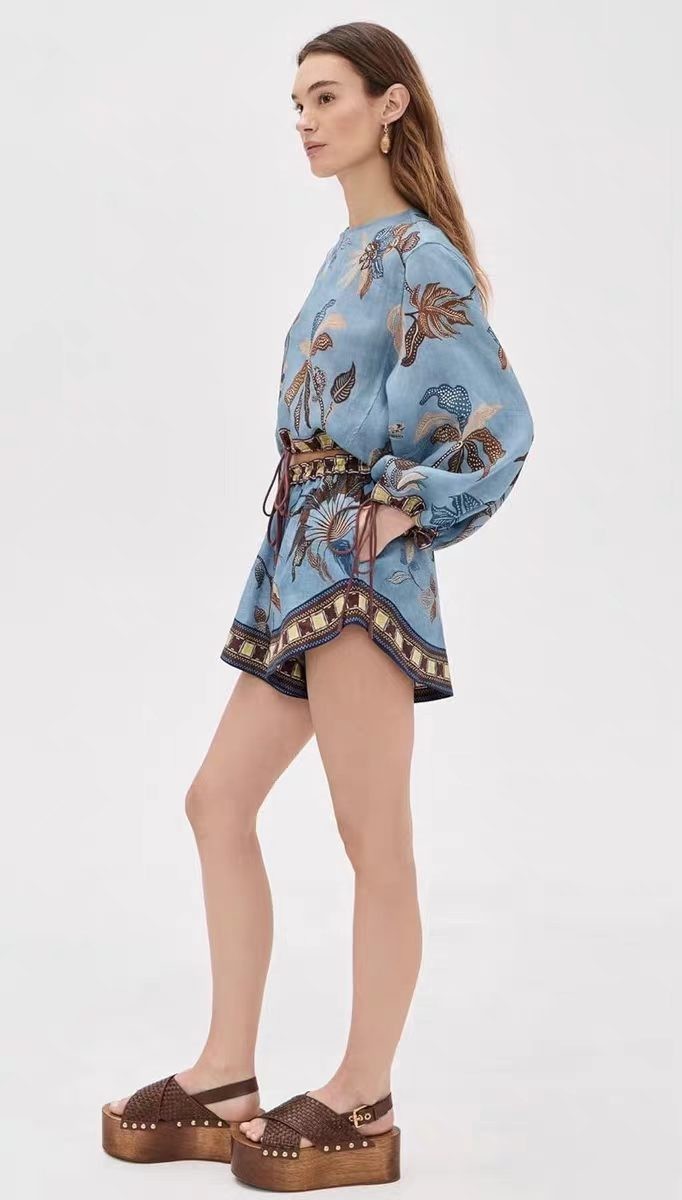 Alemais New Printed Drawstring Waist Top and Shorts