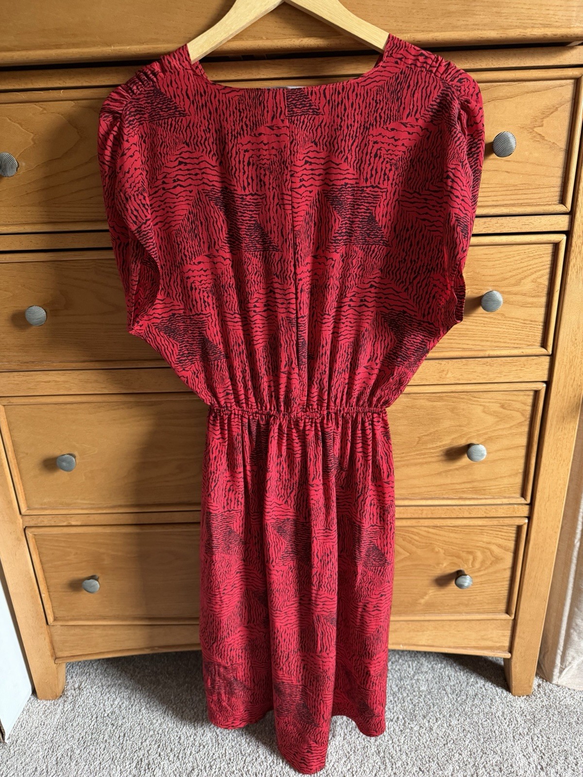 Myne By Ashley Ann 100% Silk Red & Black Abstract Tiger Womens Size 4 High Low