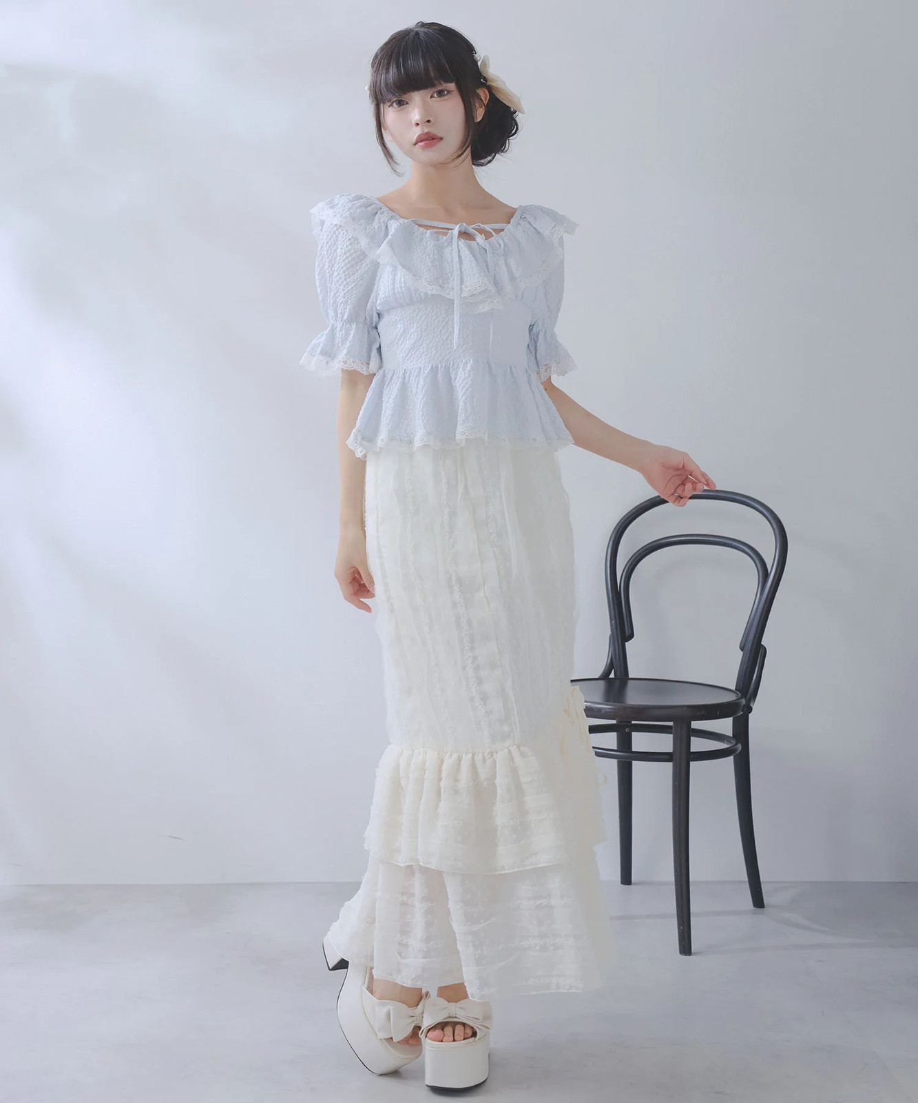 BULK Buy Dot Tulle Lace Ruffle Mermaid Yukata 3pc Set Large Sizes Jirai New
