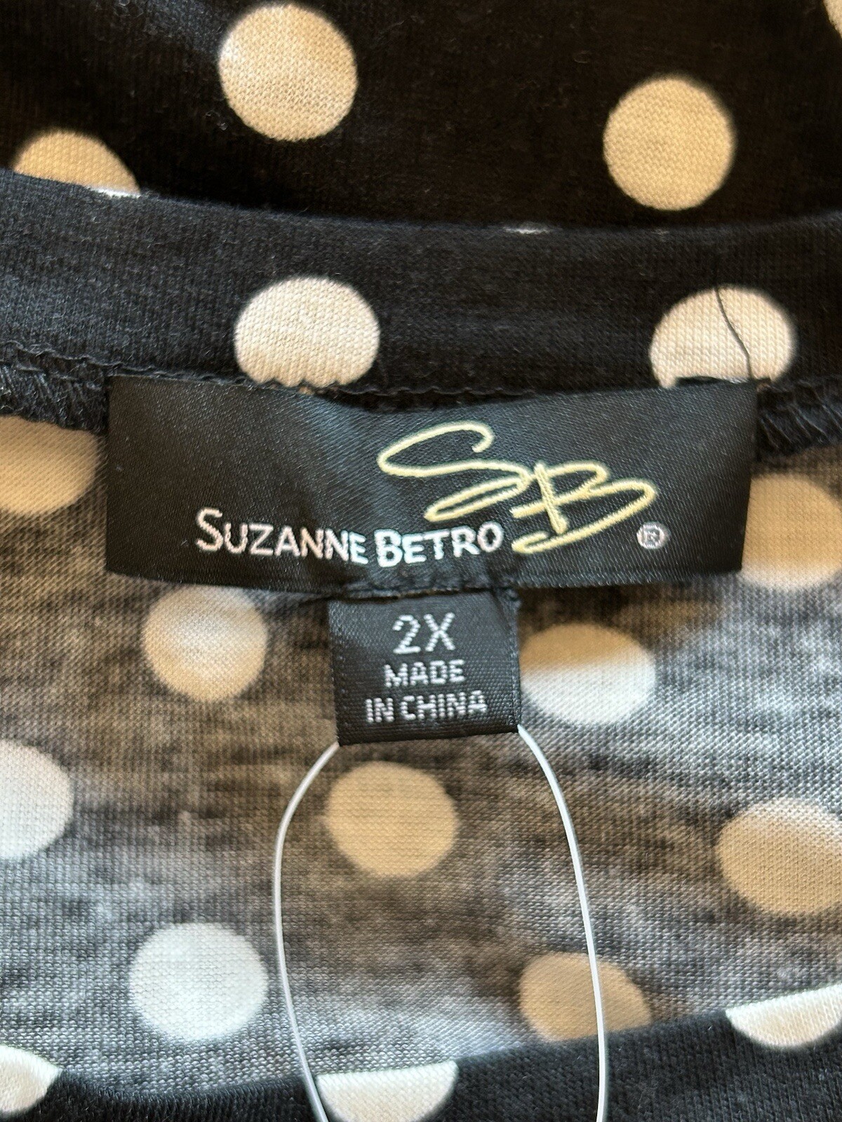 Suzanne Betro Black White Polka Dot Dress Sz 2X Pockets Empire Waist Career NWT