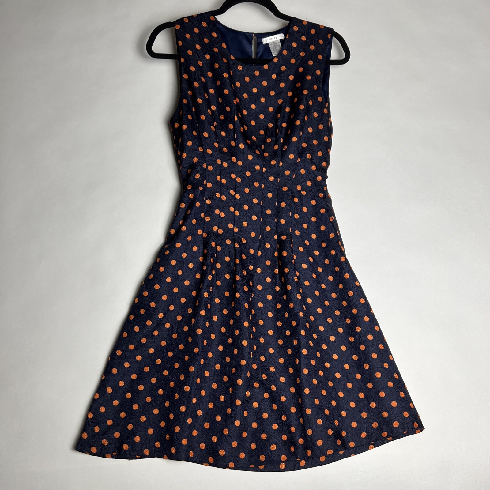Esley Woman’s Sleeveless Fit And Flare Dress Size S Small Black And Copper Dot