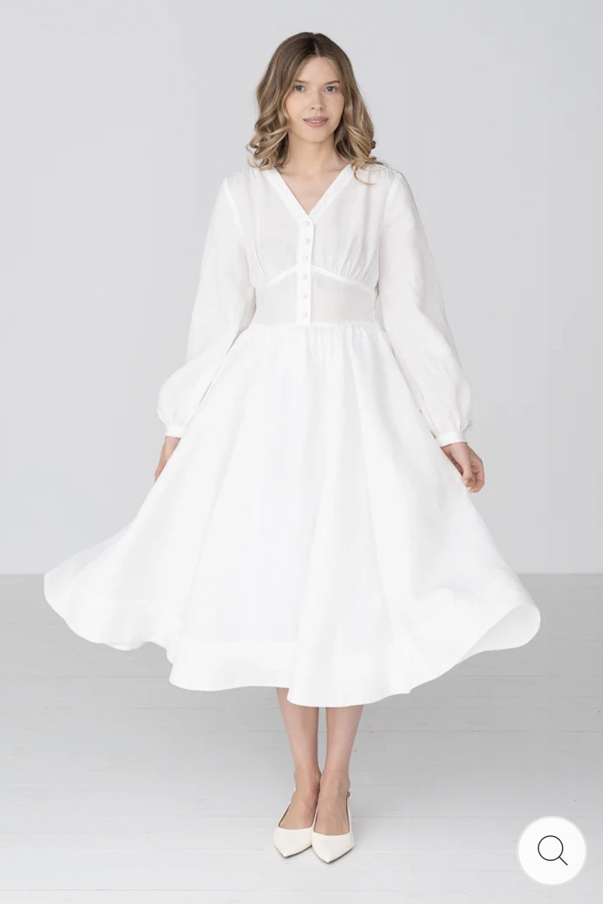 Son de Flor – Diane – V-Neck Linen Midi Dress