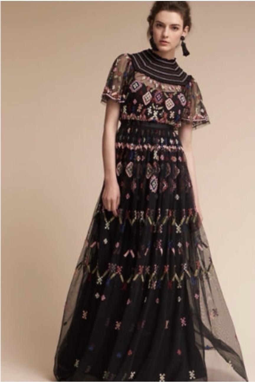 Needle & Thread Florentine Embroidered Maxi Dress Sz 6