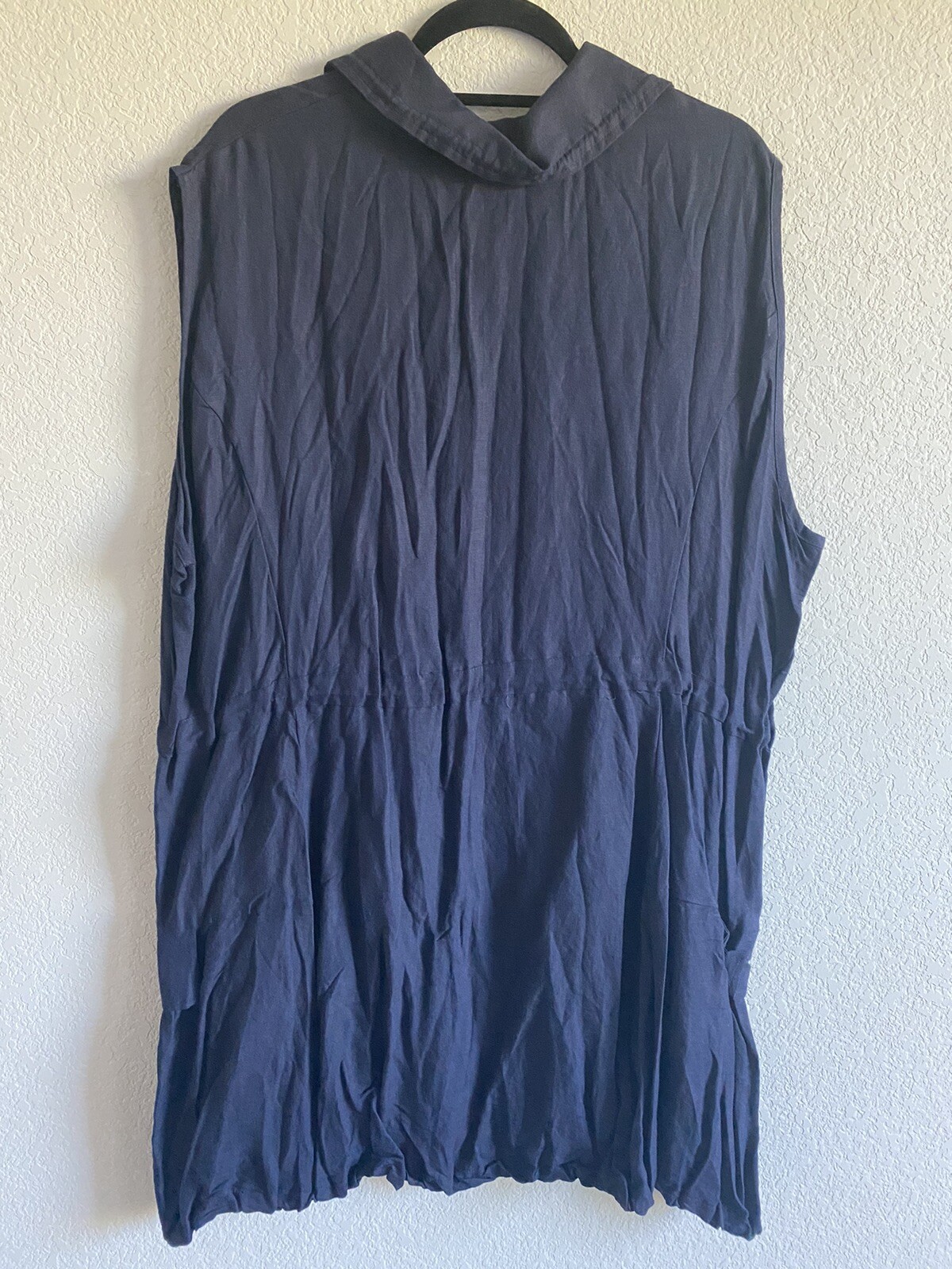 Pretty Plus Sz 2X/3X La Mouette Womens Navy Casual Dress – linen Viscose