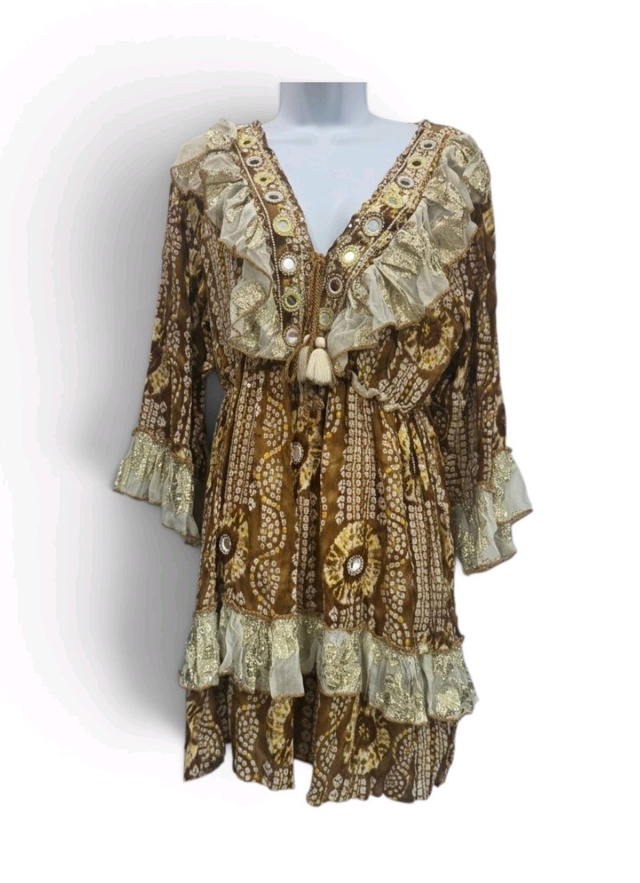 Ladies Boho Chic Style Dress Size M/L See Photo Measurements A2141