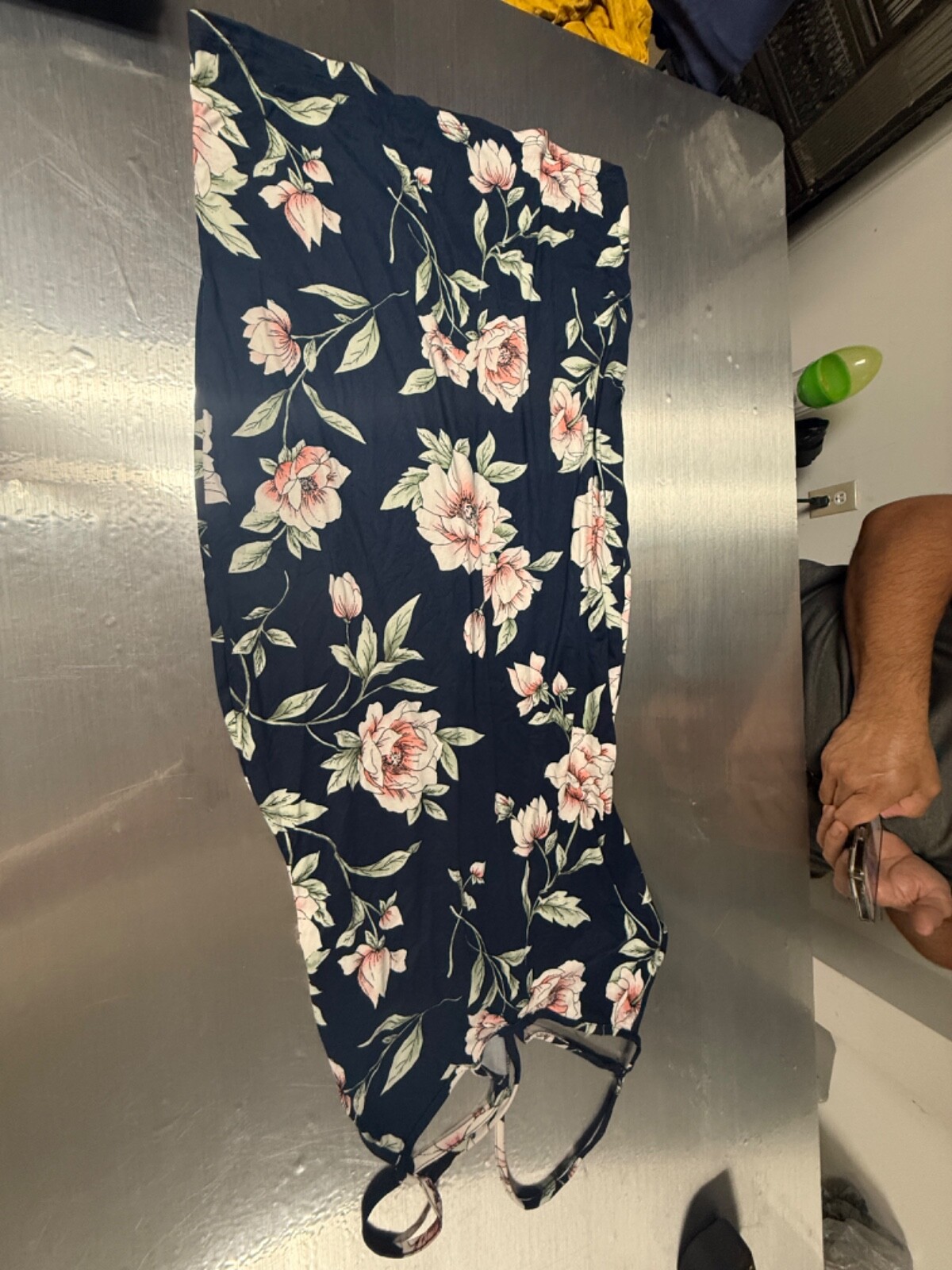 Love Chesley Navy Blue with White & Pink Floral Dress