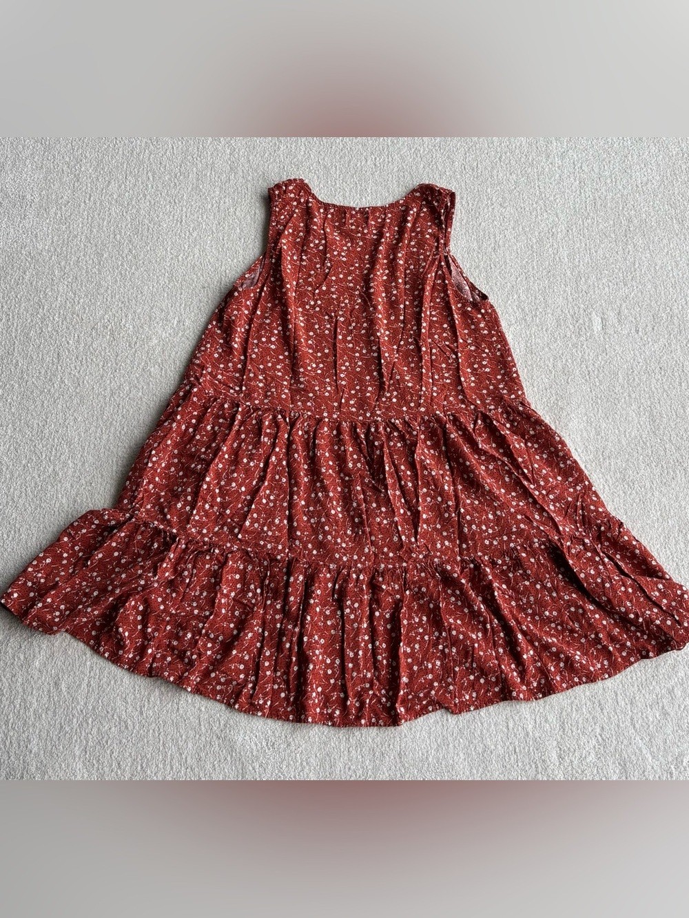 True Craft Burnt Orange Floral Tiered Dress