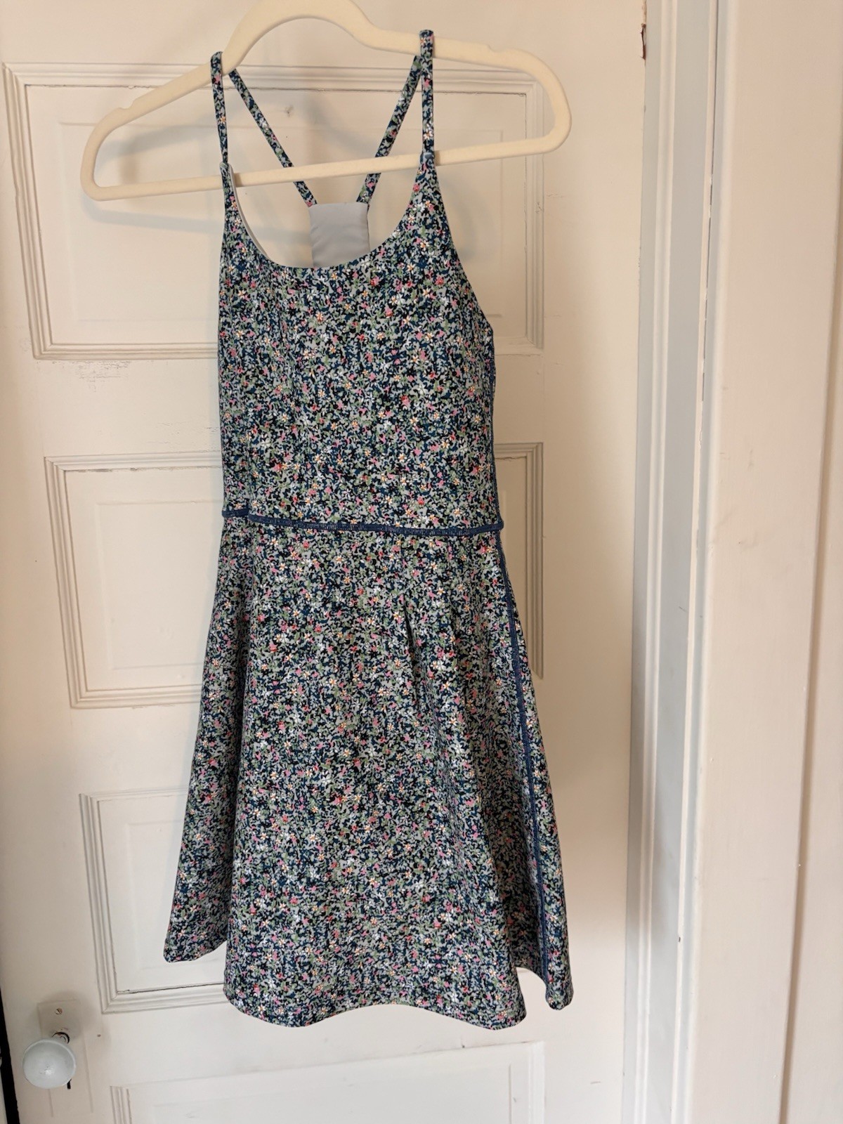 SAGE Collective XS Blue Multicolor Floral Fit & Flare Tennis Dress