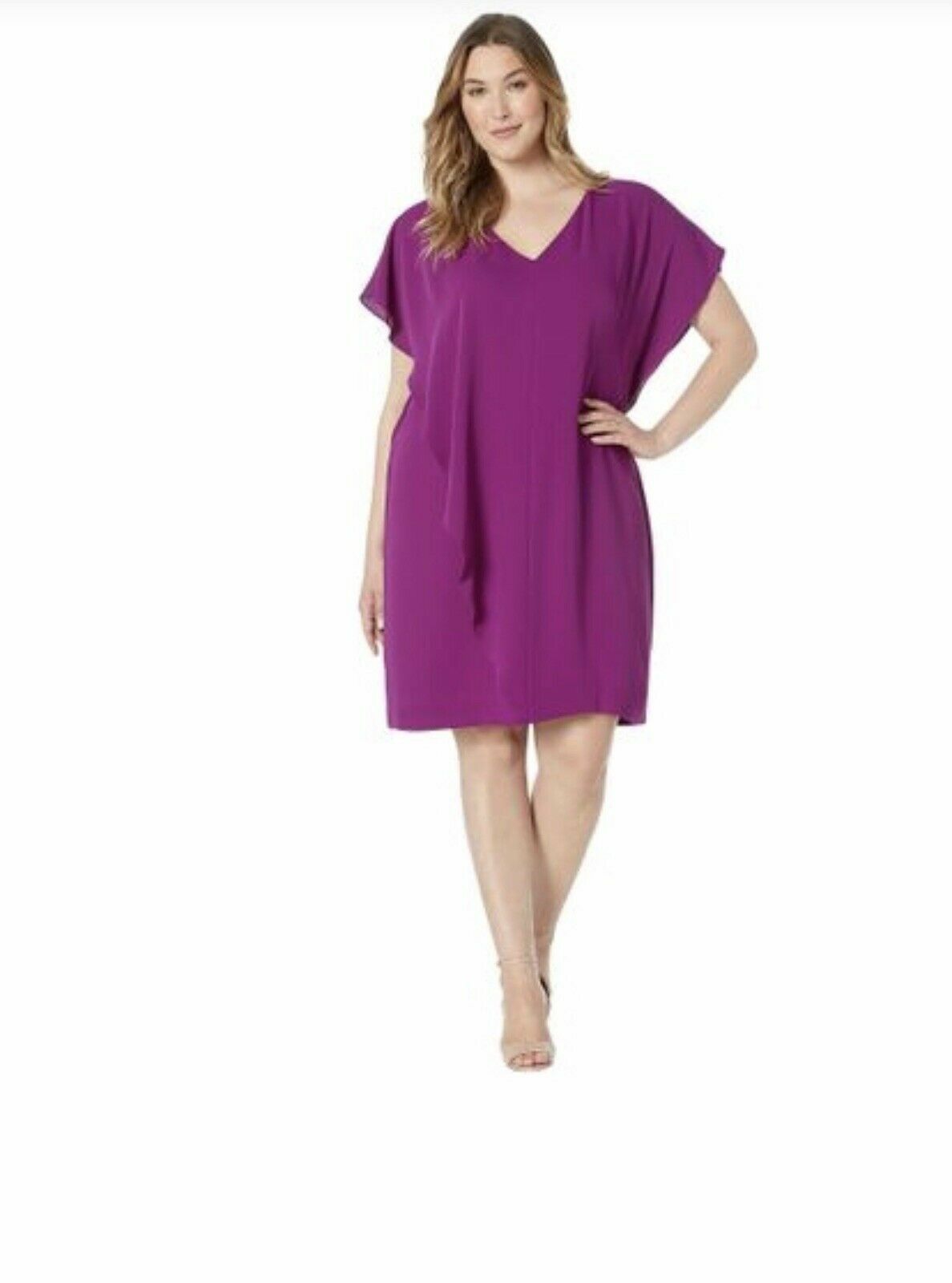Ralph Lauren VIVID VIOLET Cocktail Party Midi Dress Size 14W NEW
