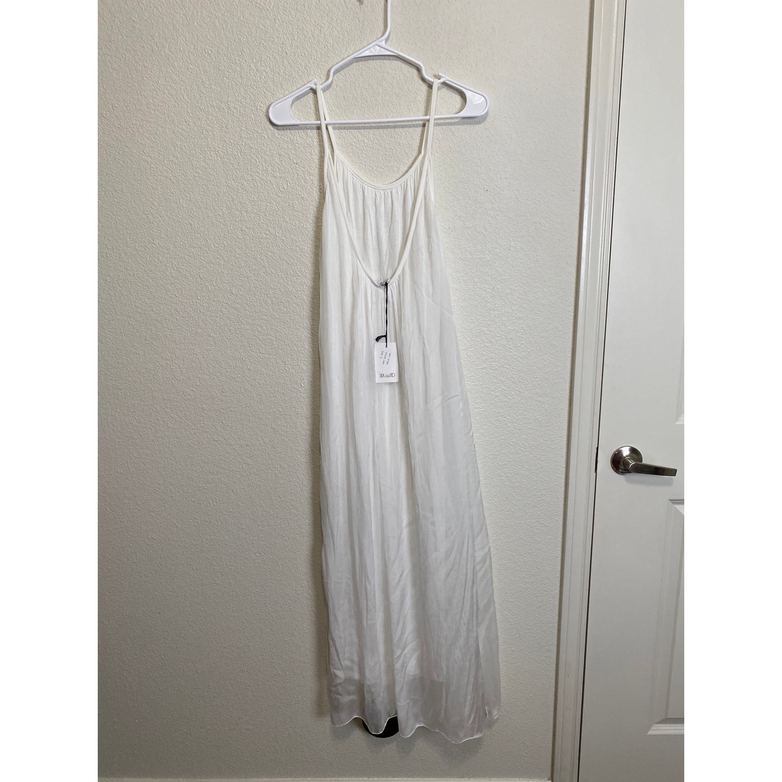NWT Rosemarine Made In Italy White Silk Blend Slip Maxi Dress Size Small