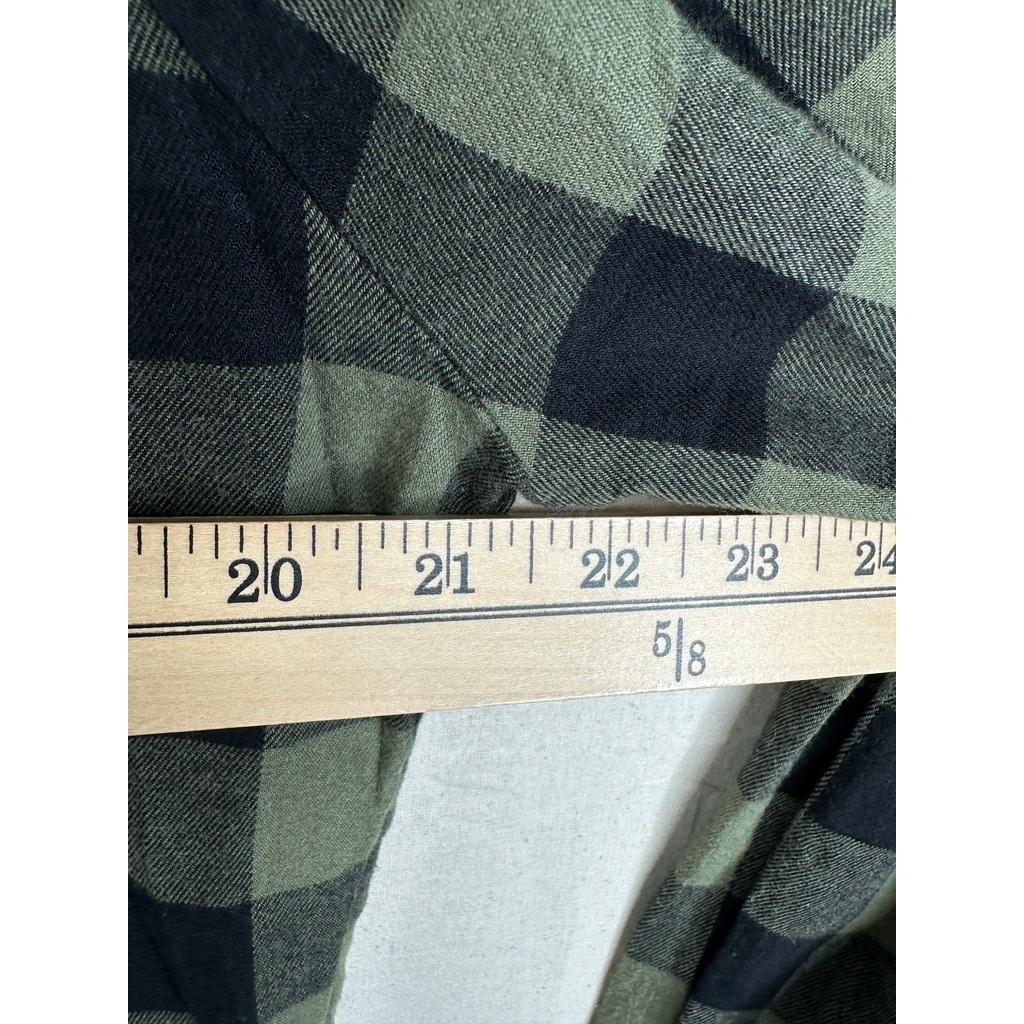 Beach Lunch Lounge Woven Peasant Mini Dress Boho Olive Black Plaids M Medium