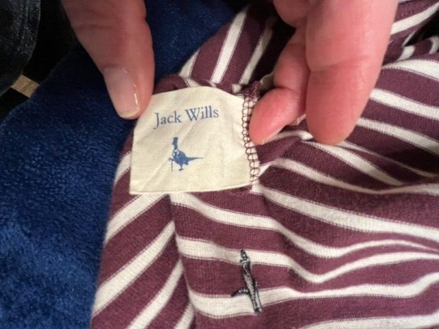 Jack Wills Burgundy/Cream Long Sleeve Striped Stretch Tunic Dress US Size 8