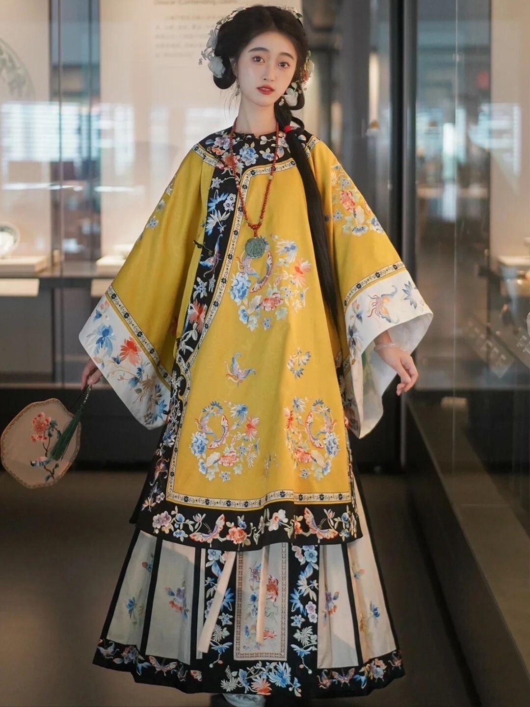 Qing Dynasty Womens Retro Chinese Costumes Dress Printed Hanfu Dress New