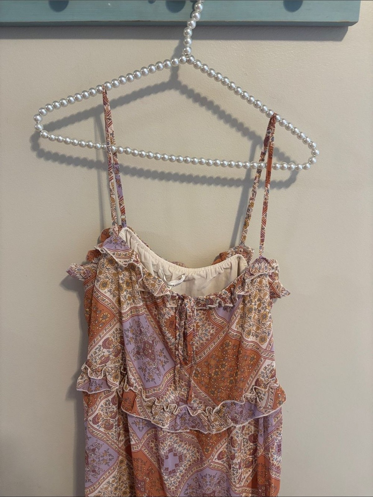 NEW June & Hudson Boho Paisley Patchwork Ruffle Tier Midi Dress XL Handkerchief