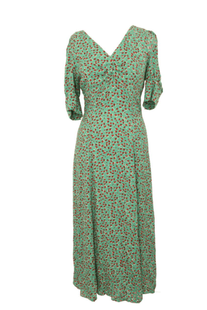 Ghost Women’s Maxi Dress Size XS Mint Green Floral V-Neck Used