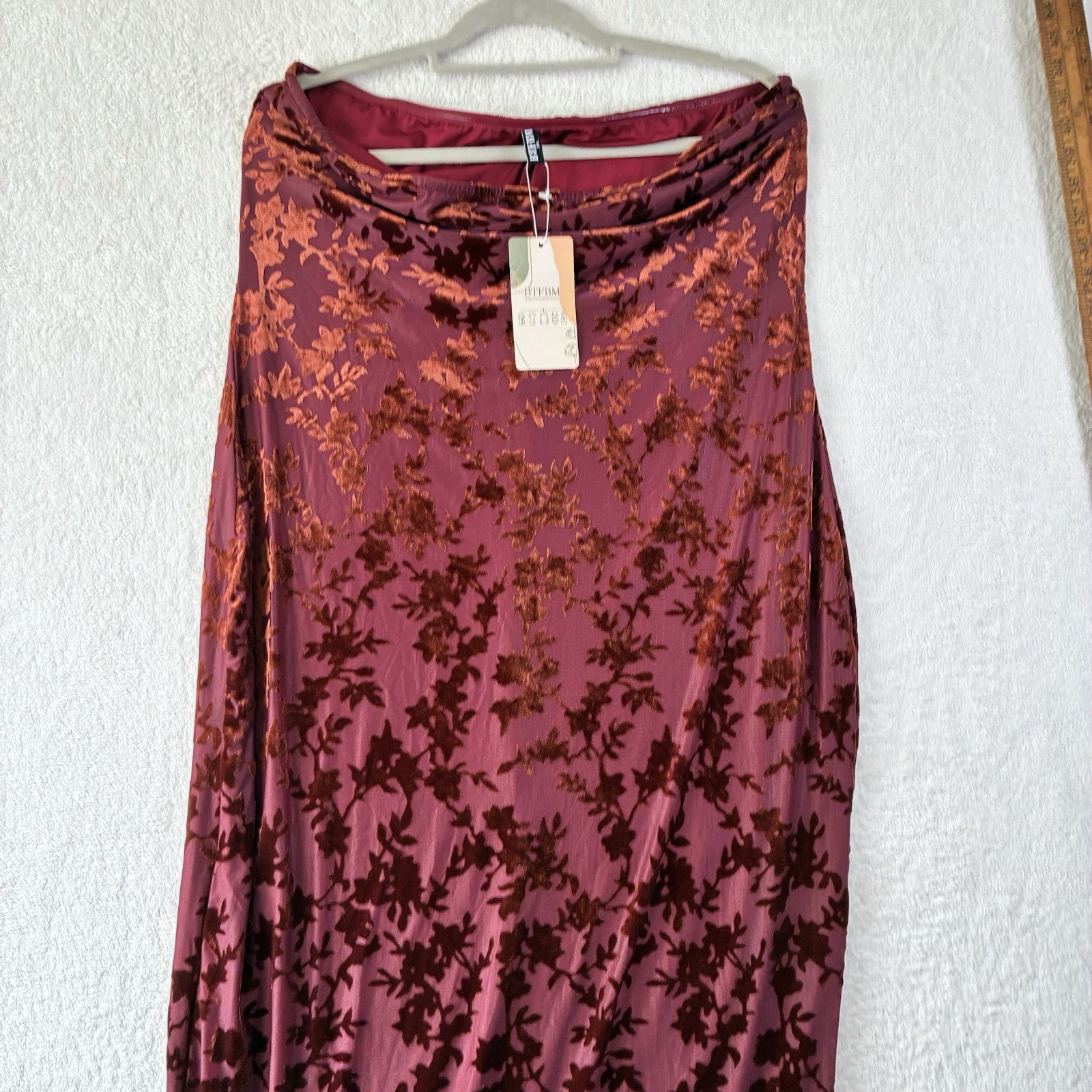Strapless Burnout Velvet Dress Gown Size XXL Burgundy Romantic Whimsigoth Fairy