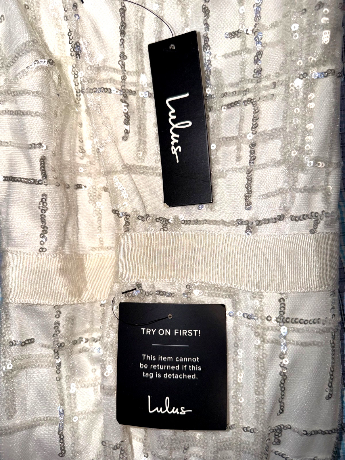 NWT LULUS Jeanette Sequin Midi Sheath Dress Formal Cocktail White Women’s Sz M