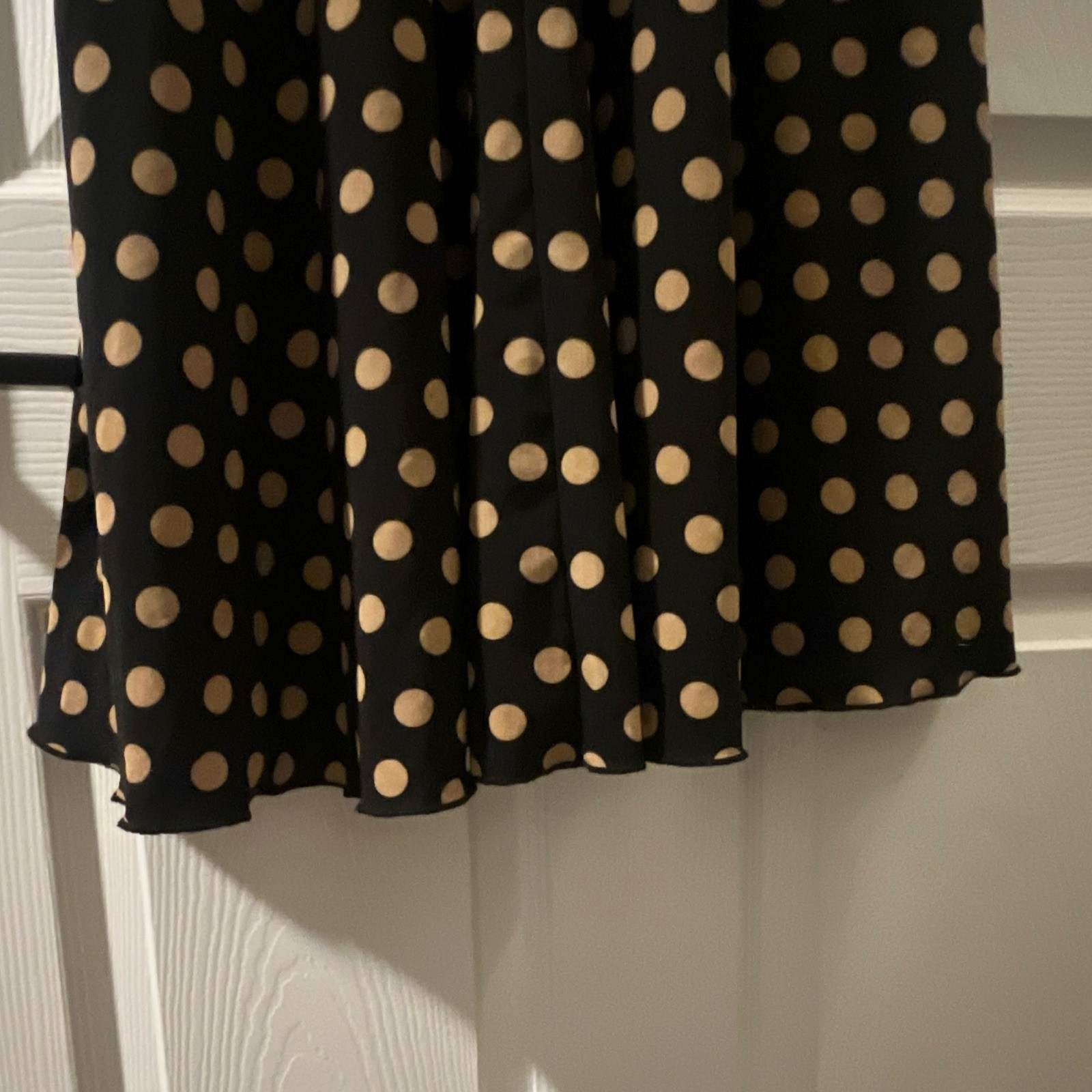 Enfocus Studio Womens 6 Black Beige Polka Dot Cowl Neck Fit & Flare Dress