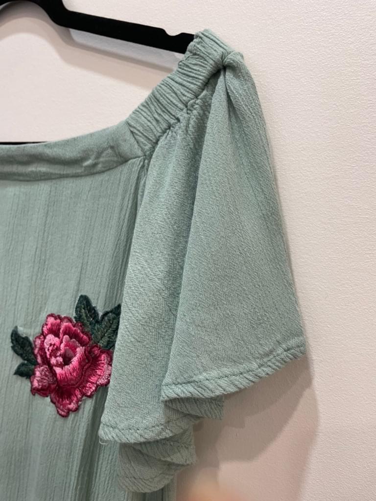 Style Envy Gauzy Floral Embroidered Off Shoulder Mini Dress S Fairy Grunge Beach