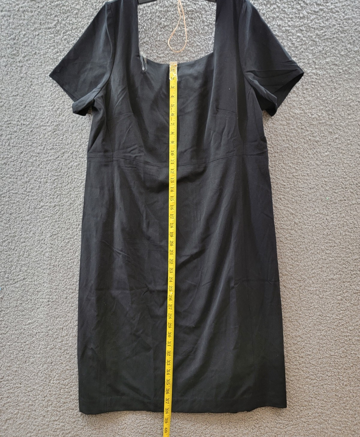 Rafaella Plus Size Gabardine Square Neck Short Sleeve Dress Women’s 20W Black