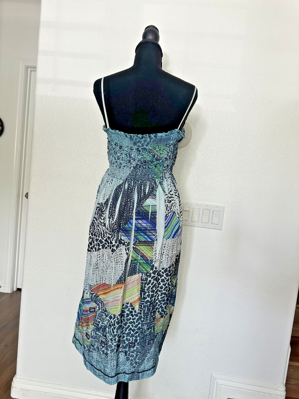 Lapis Multicolor Sleeveless Spaghetti Strap Animal Print A-Line Dress One Size