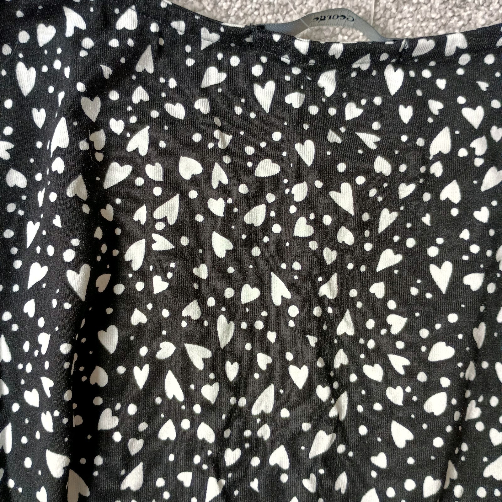 Long Black and White Heart Print Size 14 Dress by George Excellent Condition