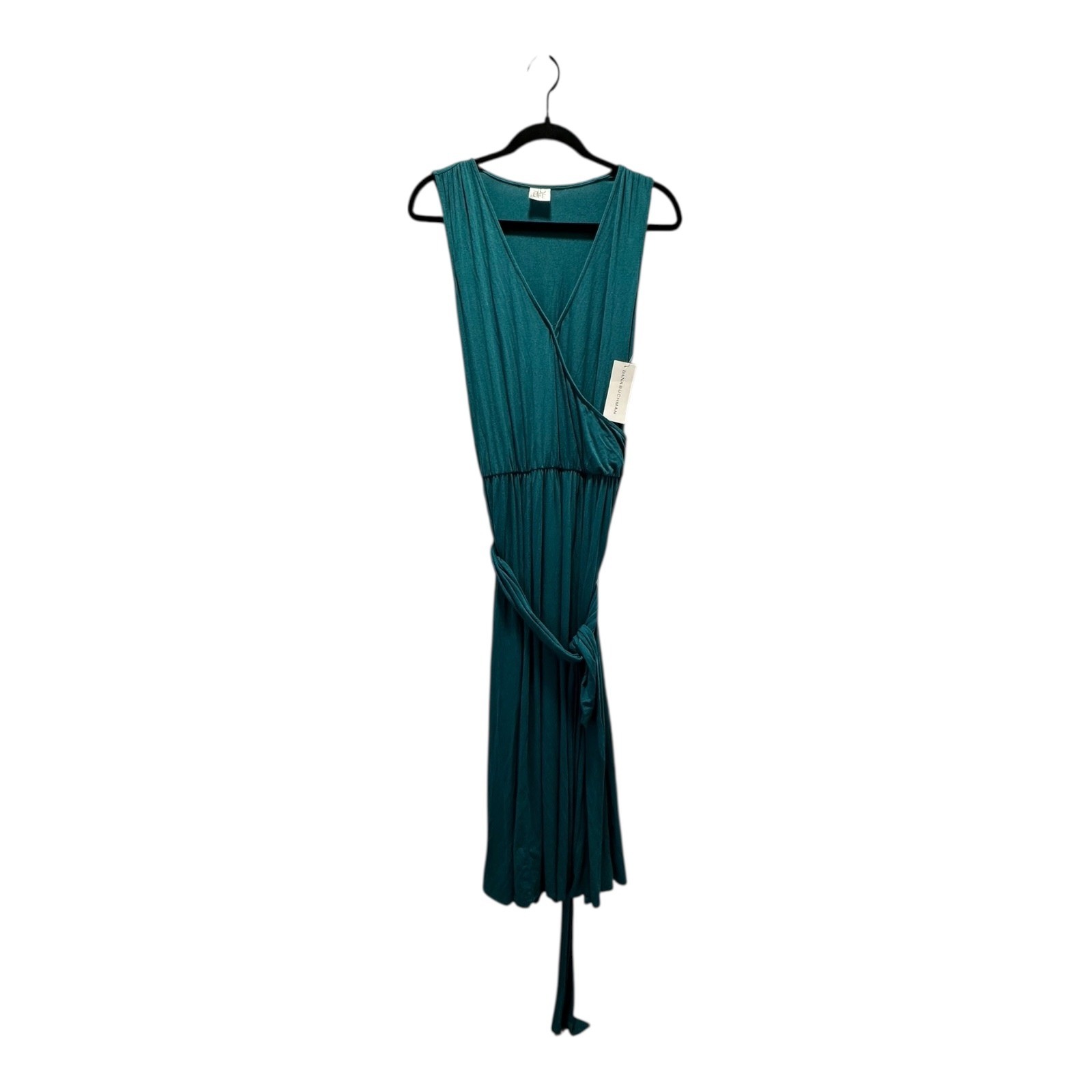 DANA BUCHMAN Women’s Azure Jersey Wrap Maxi Dress S Sleeveless Tie Waist