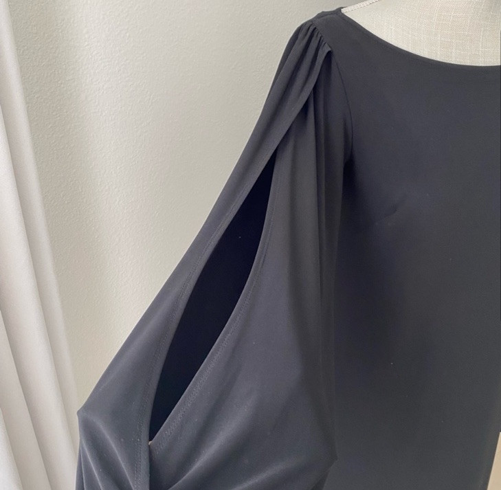 Laundry Black Open Sleeve Stretch Cocktail Shift Dress Minimalist Chic New XS