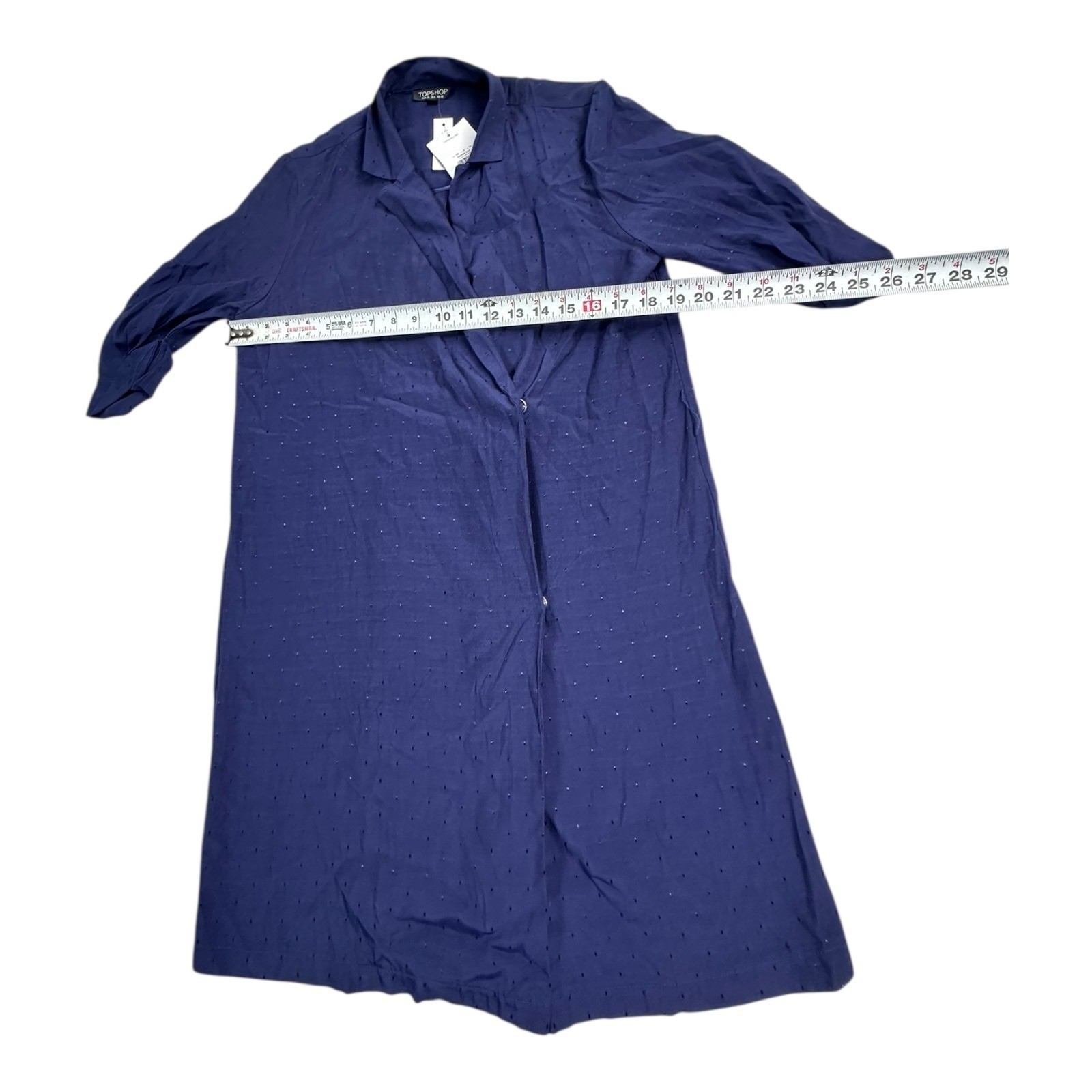 TOPSHOP Navy Blue Dotted Long Collared Button Front Maxi Dress UK 10 EUR 38 US 6